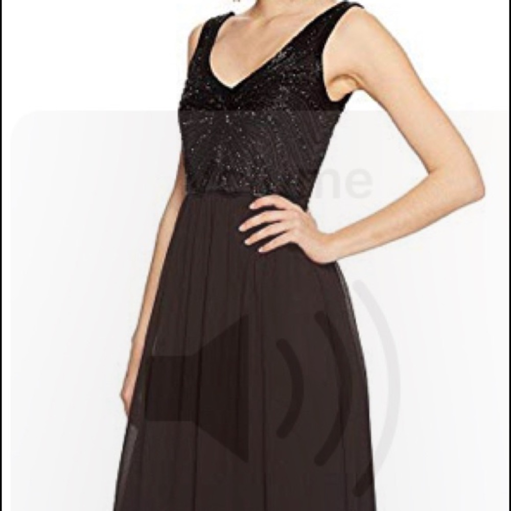 !Adrianna Papell beaded bodice chiffon skirt sz 8